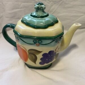Medici Fruit Motif Ceramic Teapot Hand Painted Collection#934